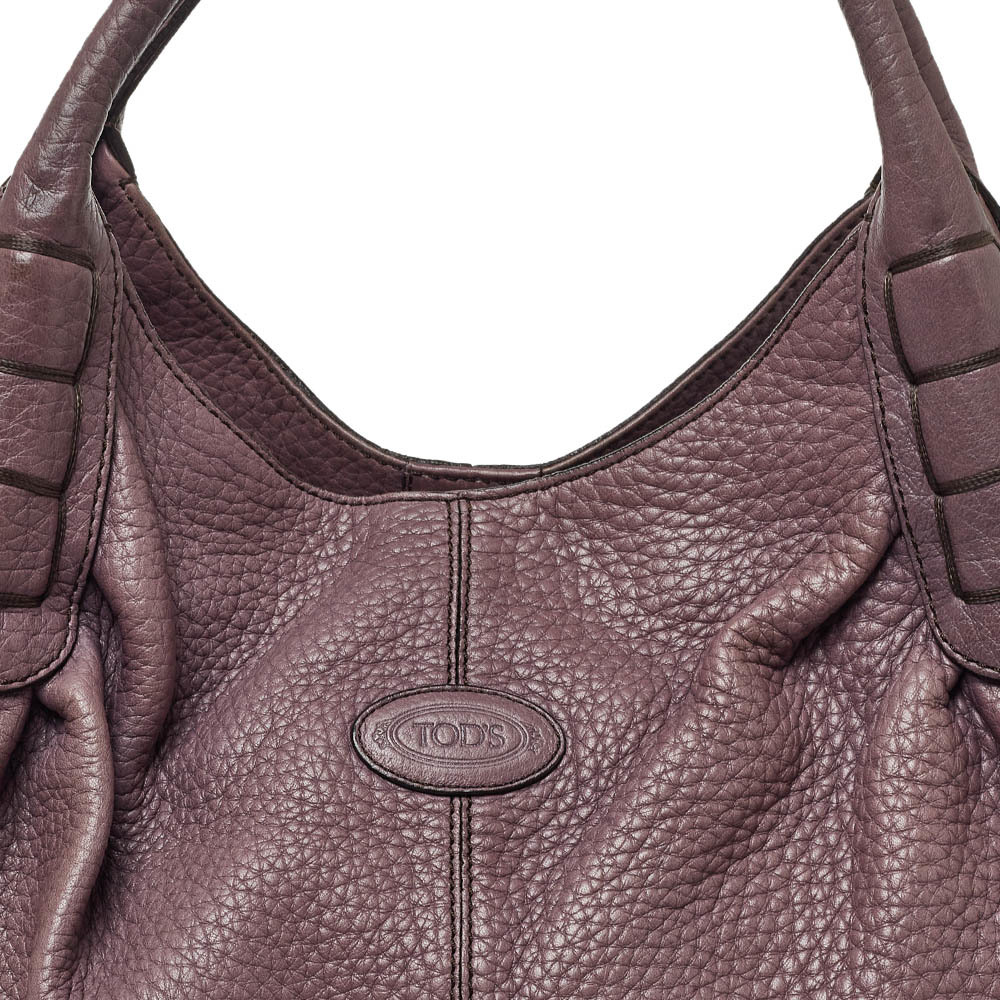 TOD'S Purple Leather Ivy Sacca Media Hobo - Picture 5 of 9